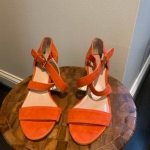 Sole Society Orange Suede Sandal Size 7.5 B Like New